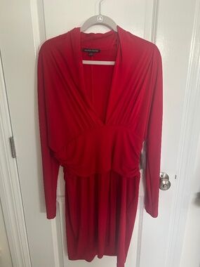 NWT Boston Proper Ruched Red Stretch Jersey Knit Dress, XL